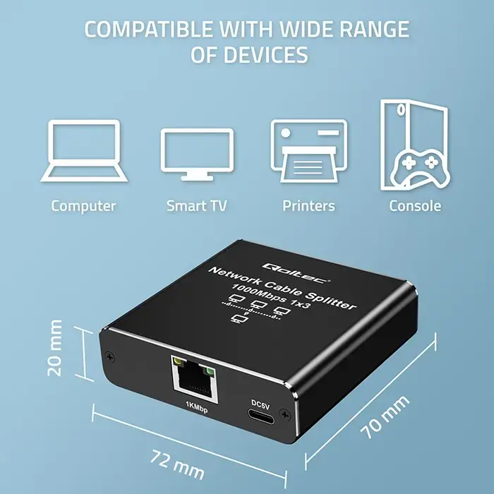 Ethernet splitter QOLTEC 52294 1x3 RJ45 Photo 2