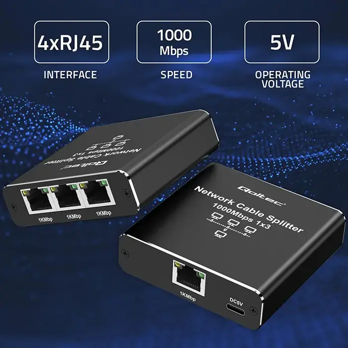 Ethernet splitter QOLTEC 52294 1x3 RJ45 Photo 4