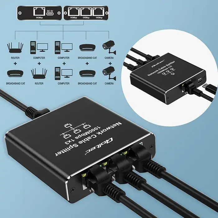 Ethernet splitter QOLTEC 52294 1x3 RJ45 Photo 7