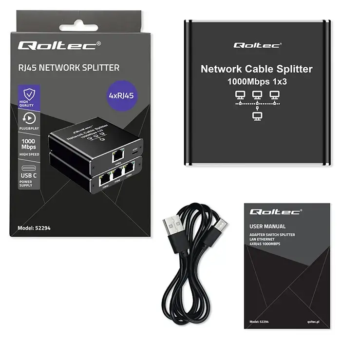 Ethernet splitter QOLTEC 52294 1x3 RJ45 Photo 15