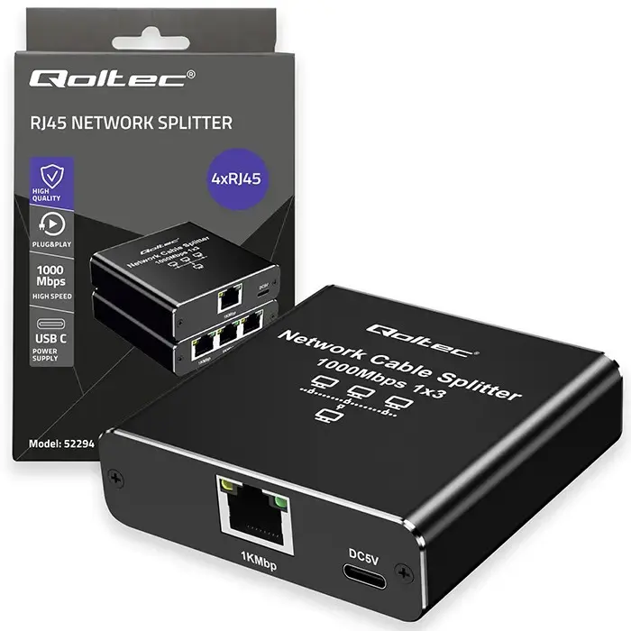 Ethernet splitter QOLTEC 52294 1x3 RJ45 Photo 16