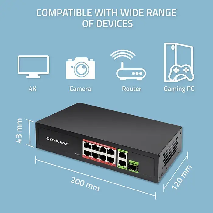Ethernet Switch QOLTEC 52297 PoE RJ45 SFP Photo 2