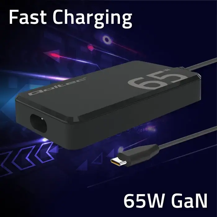 QOLTEC 65W GaN Super Fast SLIM USB-C lādētājs Photo 6