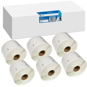 Sticker labels g g compatible with Dymo 11354, 32 mm x 57 mm, pack of 6 (black on white)