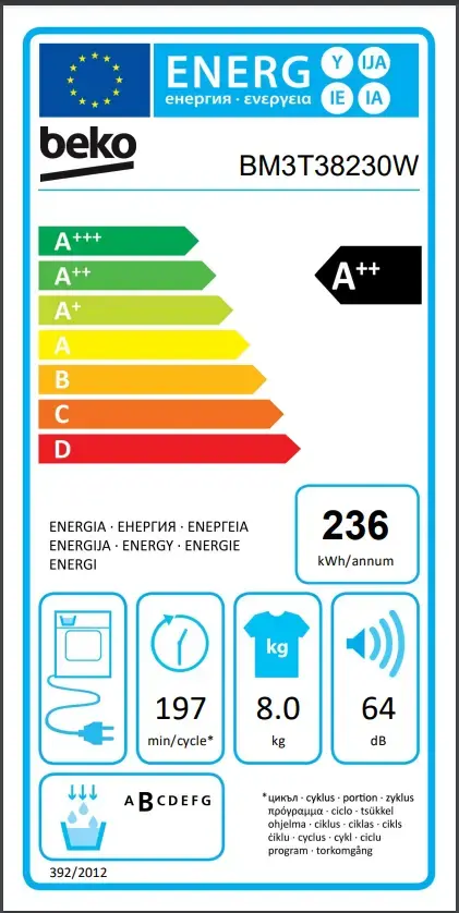 Veļas žāvētājs BEKO BM3T38230W 8 kg Photo 6