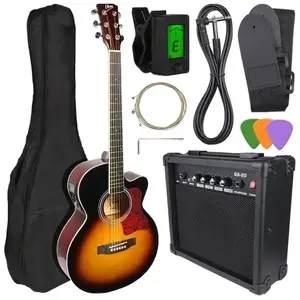 Electroacoustic guitar V-tone EAG SET SB with amplifier, natural-size, fitted pickup and preamp