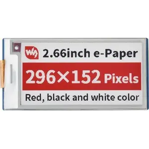 E-paper E-Ink Display 2.66" 296×152 SPI black-white-red for Raspberry Pi Pico — Waveshare