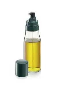 Oil/vinegar dispenser Lumarko TESC-AK-01-01 glass bottle 250 ml, plastic green top, 210 mm height, 6 cm diameter