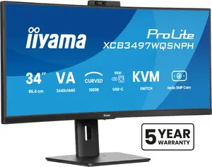 iiyama ProLite XCB3497WQSNPH-B1 компьютерный монитор 86.4 см (34") UltraWide Quad HD VA LED Черный 3440 x 1440 пикселей 120Hz 0.4 мс AMD FreeSync USB хаб