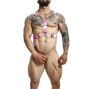 Mob гартер-харнес MOB DNGEON PINK CHAIN one size Y – нагрудный/туловищный ремень с розовой цепочкой