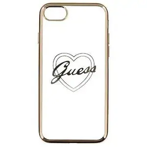 Защитный TPU чехол GUESS для Apple iPhone 7/8 с золотым рисунком сердца