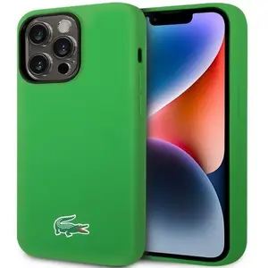 Aizmugures vāciņš Lacoste iPhone 15 Liquid Silicone zaļš ar mikrošķiedras oderi