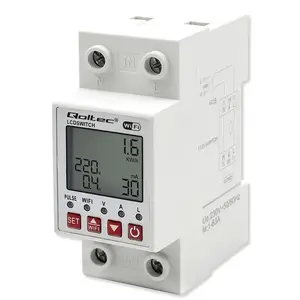 DIN-rail WiFi relay QOLTEC 50990, single-channel, 63A switching for electricity metering and remote control