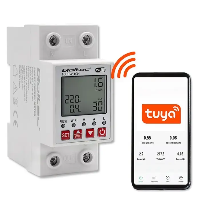 DIN-rail WiFi relay QOLTEC 50990 — 63A Photo 3