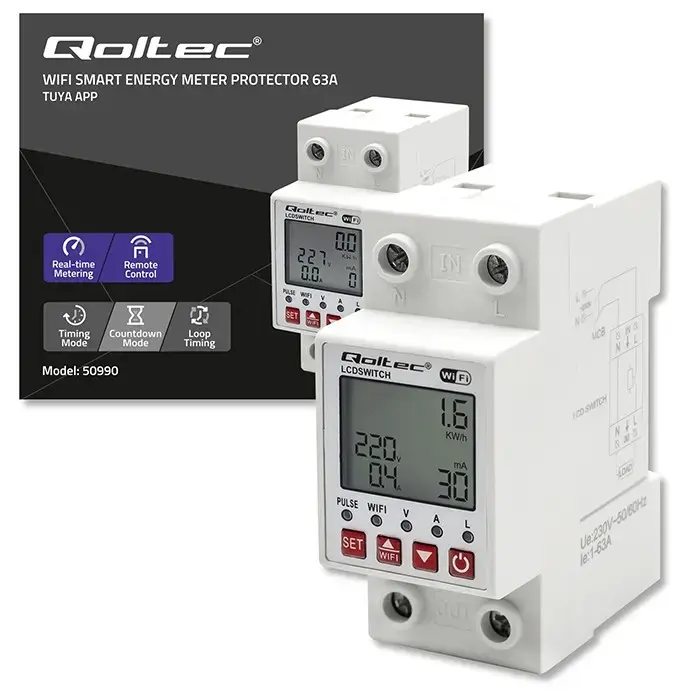 DIN-rail WiFi relay QOLTEC 50990 — 63A Photo 6