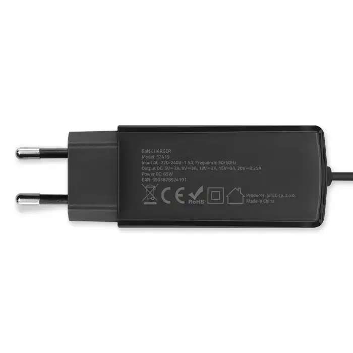 65W GaN USB‑C PD Lādētājs QOLTEC 52419 Photo 4