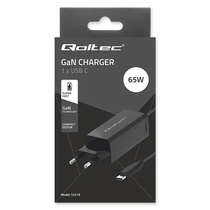 65W GaN USB‑C PD Lādētājs QOLTEC 52419 Photo 5