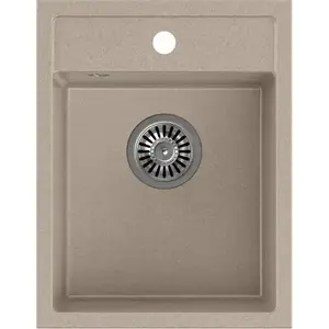 Kitchen sink QUADRON JOHNNY 90 Steingran granite 1-bowl beige 39×50×20 cm with stainless steel siphon