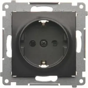 Electrical outlet module Kontakt-Simon Simon 54 Schuko socket with shutters 16A 250V screw terminals black matte DGSz1Z.01/49