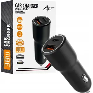 Car Charger ART AZ-C-U38W2 PD/QC 4.0 38W 1x USB-C 1x USB-A