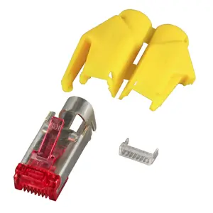 RJ-45 male wire connector Hirose H7641.5-100, yellow/red, 100 pcs