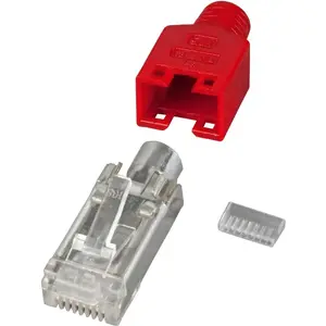 Разъём RJ45 Hirose STP TM11 красный, 3-элементный, Cat.5e, Hirose H7540.6-100, 100 шт.