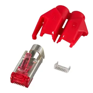 Штекерный разъём RJ-45 (мужской) Hirose H7641.6-50, красный, наружный диаметр 6.6 мм, упаковка 50 шт.