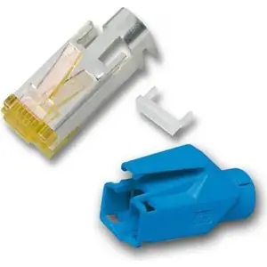 Разъём RJ-45 штекер Hirose H7642.7-50 Cat6a синий, экранированный inline