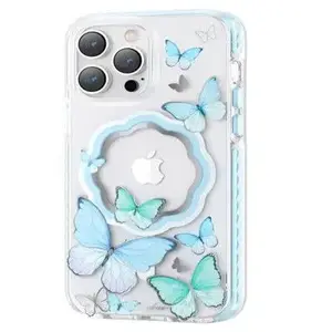 Магнитный чехол KINGXBAR для iPhone 14 Pro Max — синий, MagSafe Butterfly Series