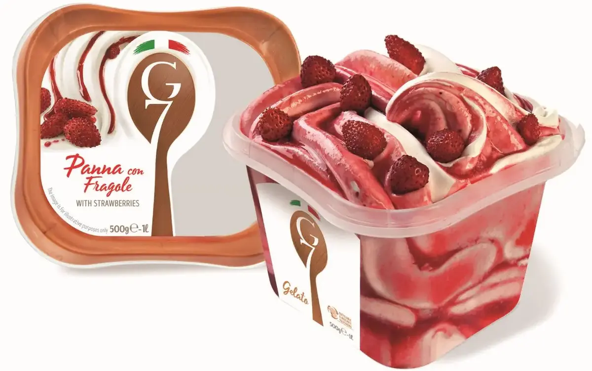 G7 Panna Con Fragole itāļu saldējums