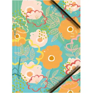 Folder A4 with elastic corner Tetis BT601-M3 — cardboard, floral pattern, single piece