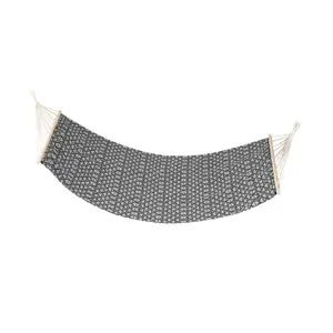 Karājamais šūpuļtīkls SPOKEY ZUNI 2 personām, kokvilna, nestspēja 120 kg, 1000×2000 mm, melni/balts