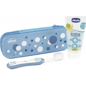 Toothbrush and Toothpaste Set CHICCO Zestaw 175529 for Ages 6–36 Months with Travel Case — Indigo