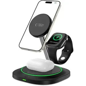 Беспроводное зарядное устройство Tech-Protect A46 3in1 Qi 15W — подставка для телефона, наушников и смарт‑часов