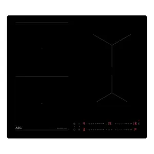 AEG TO64IB00IB Iebūvējama 60 cm Indukcijas Plīts Virsma ar 4 Gatavošanas Zonām, Melna Stikla Keramika, Skārienjūtīga Vadība, 7200 W, Hob2Hood