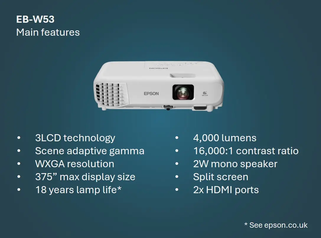 Проектор Epson EB-W53 WXGA 3LCD Photo 2