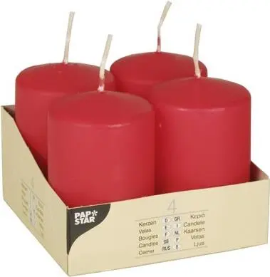 Papstar 10490 Vaska svece Cilindrs Sarkana