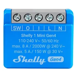 Smart relay module Shelly 1 Mini Gen4, 1P 8A, Wi‑Fi/Matter/Zigbee/Bluetooth, 110–240V, compact (2 pcs)