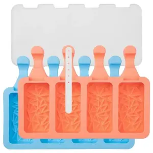Popsicle molds Lurch DE5500010488 silicone triangles, mint/peach, 2 molds (8 popsicles), includes sticks and lids