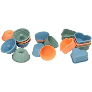 Mini silicone baking mould set Lurch FlexiStarter 18 pcs (3×6) heat-resistant -40°C to 240°C, platinum silicone, assorted colors
