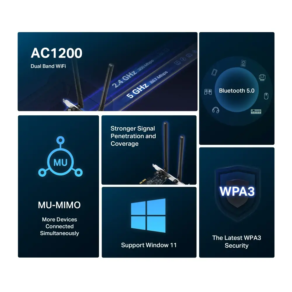 Mercusys AC1200 Wi-Fi Bluetooth PCIe адаптер Photo 2