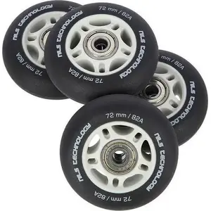 Roller skate wheels set Nils Extreme PU 72x24 82A black matte (4 pcs) + ABEC-9 bearings (8 pcs) kit