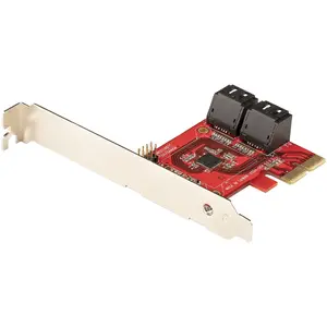 SATA PCIe 4-Port Expansion Card 6Gbps Low Profile – ASMedia ASM1164, PCIe 3.0, Stacked SATA Connectors