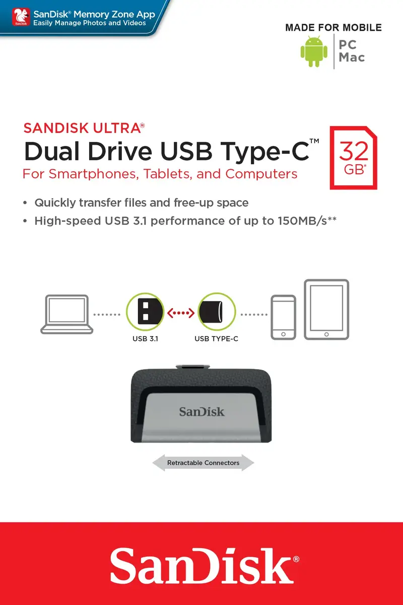 USB флешка SanDisk 32ГБ Ultra Dual Drive Photo 10