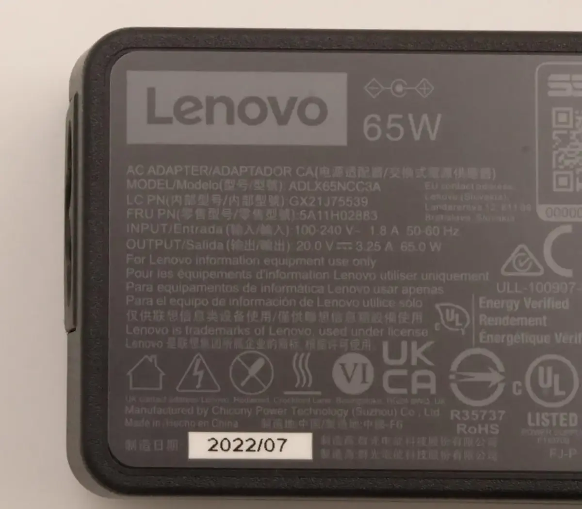 Lenovo 5A11H02883 сетевой адаптер 65 Вт Photo 8