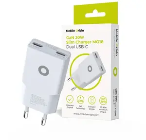 Power adapter MOBILE ORIGIN Mobile Origin GaN 30W Slim Charger MO18 - Dual USB-C, 30W output, GaN technology