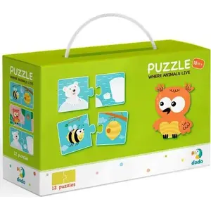 Dodo Puzzle 12x2 Gdzie żyją zwierzęta? — Dodo 12 пар двусторонних карточек-пазлов для мест обитания животных
