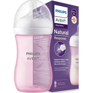 Baby feeding bottle Avent Natural Response 260 ml, pink, model AV-000689