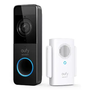 Video Doorbell Kit Eufy Security VIDEO DOORBELL SLIM — Wi‑Fi, 1080p (1600×1200), 5000mAh 120‑day battery, IP65, 2‑way audio, human detection, 16GB micro‑SD