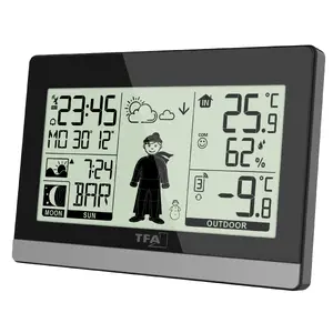 TFA-Dostmann Weather Boy Black LCD Battery Indoor Outdoor Thermometer Hygrometer